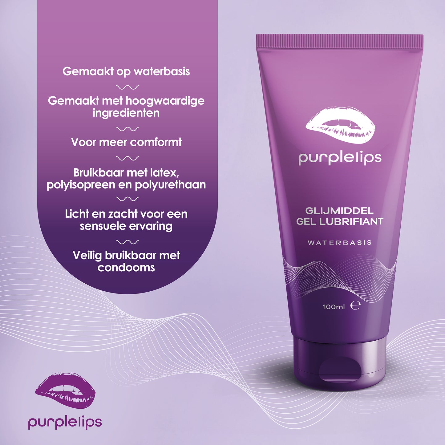 Glijmiddel op waterbasis 100ml - Purplelips